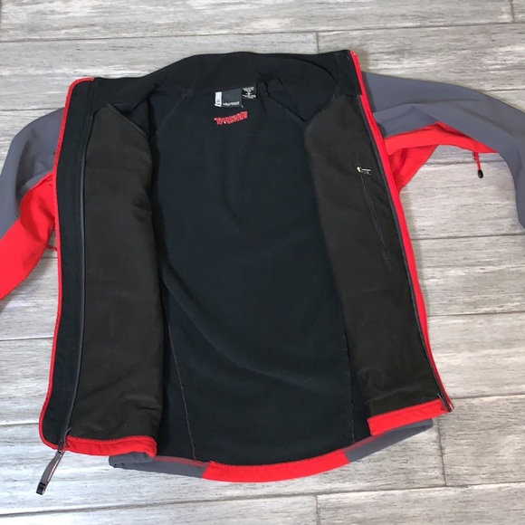 MARMOT wind blocker soft shell red/grey jacket Sz Small - Picture 10 of 17